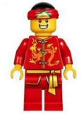 LEGO hol134 Dragon Dance Performer, Tied Red Bandana, Open Mouth Smile with Teeth