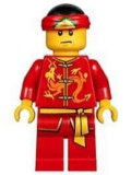 LEGO hol136 Dragon Dance Performer, Tied Red Bandana, Angry Eyebrows and Scowl