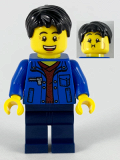 LEGO hol184 Man, Black Hair, Blue Jacket, Dark Red Shirt, Dark Blue Legs