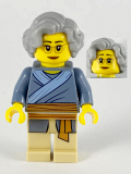 LEGO hol192 Porcelain Vendor, Female, Light Bluish Gray Hair, Glasses, Sand Blue Tunic, Medium Nougat Sash, Tan Legs
