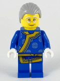LEGO hol195 Shadow Puppeteer, Light Bluish Gray Hair, Glasses, Blue Changshan with Yellow Hem and Sash, Silver Circle Patterns
