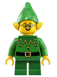 LEGO hol205 Elf - Green Scalloped Collar with Bells, Glasses