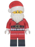 LEGO hol253 Santa - Red Fur Lined Jacket with Button and Plain Back, Red Legs with Black Boots, White Bushy Moustache and Beard