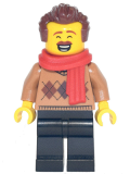 LEGO hol254 Dad - Medium Nougat Argyle Sweater, Red Scarf, Black Legs, Reddish Brown Hair
