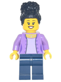 LEGO hol255 Mom - Medium Lavender Jacket, Dark Blue Legs, Black Coiled Hair
