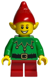 LEGO hol257 Elf - Green Scalloped Collar with Bells, Red Hat