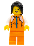 LEGO hol266 Woman, Orange Tracksuit, Long Black Hair
