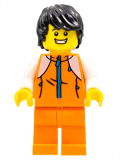 LEGO hol267 Man, Orange Tracksuit, Black Hair