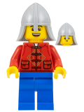 LEGO hol322 Lunar New Year Parade Participant - Male, Red Tang Shirt, Blue Legs, Castle Guard Helmet with Neck Protector