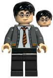 LEGO hp396 Harry Potter - Dark Bluish Gray Gryffindor Cardigan Sweater Open over Shirt without Wrinkles, Black Legs